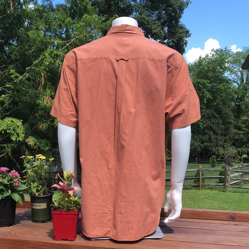 Columbia XCO Mens XL Shirt Short Sleeve Button Up Coral and White Color Checks - Picture 3 of 9